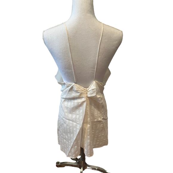 Zara Draped Front Low Back Mini Dress Off White L - Picture 4 of 6